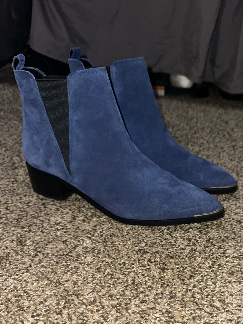 Marc Fisher Blue Suede Chelsea Ankle Boots